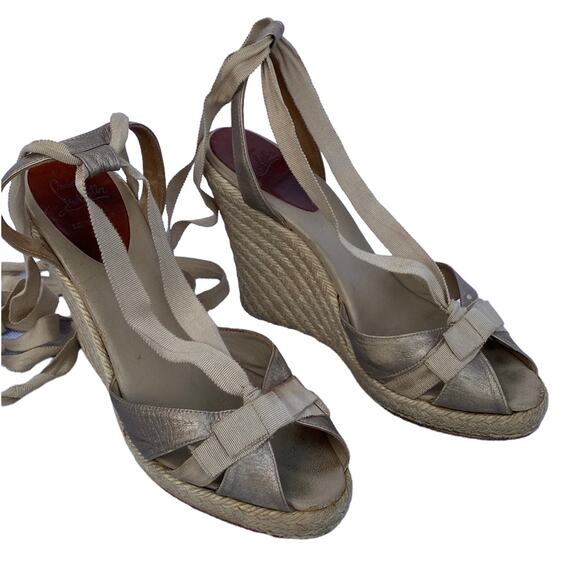 Christian Louboutin "Isa" Espadrille Wedges (Size 40/US 10) - Picture 1 of 13